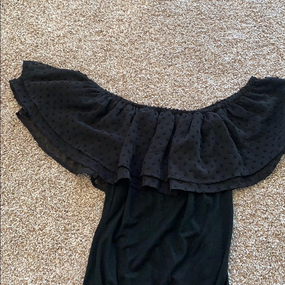 Francesca’s Off the Shoulder Black Bodysuit